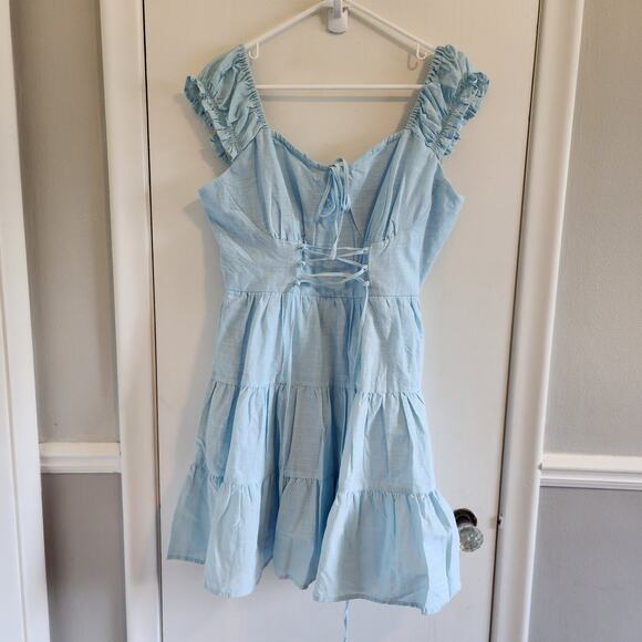 Thorn & Fable Dresses & Skirts - Thorn & Fable Blue Milkmaid Medium Dress Coquette Babydoll Bohemian Cottage Core